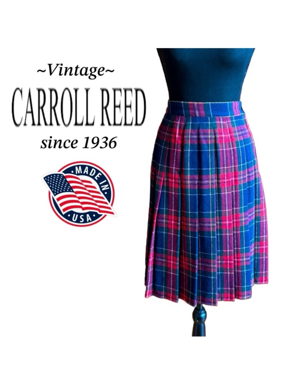 Carroll Reed Wool Blend Pleated Tartan Plaid Vintage Skirt (8)